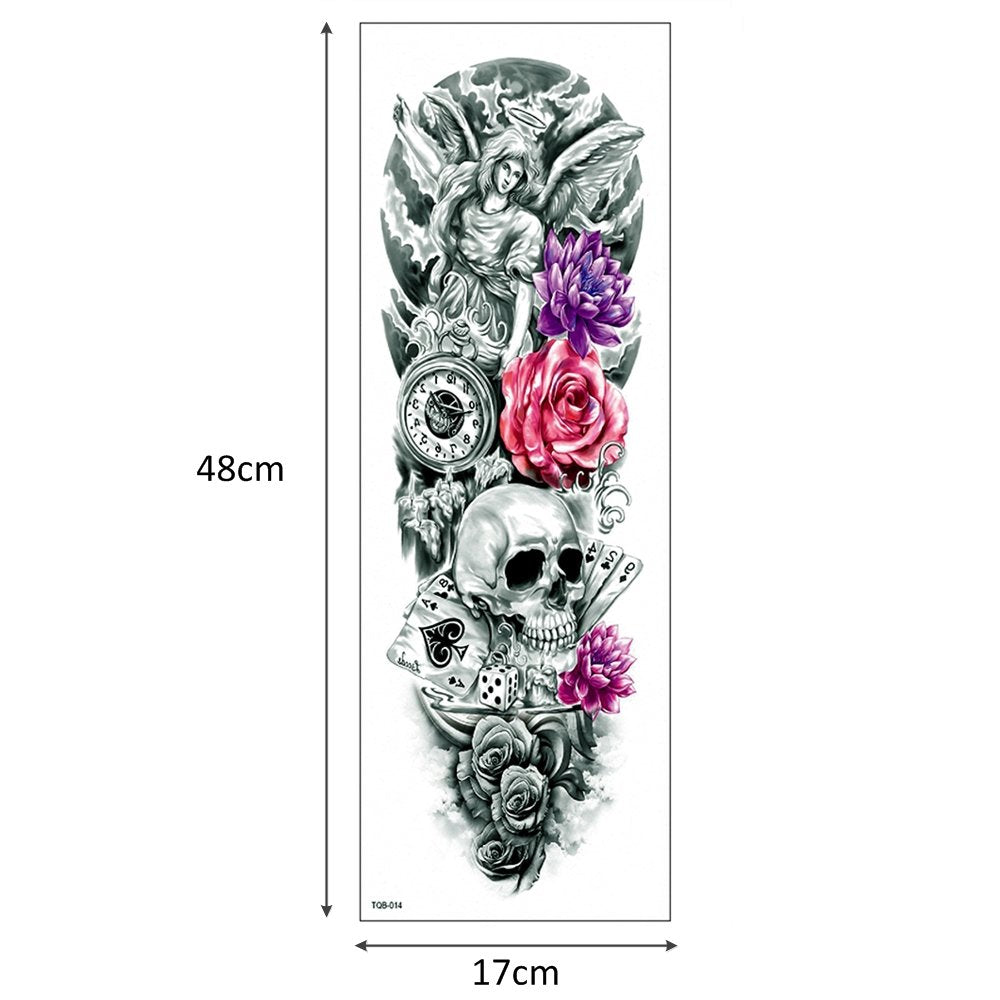 5 Sheets 48x17cm Big Large Full Arm Tattoo Body Sticker Temporary Flower New