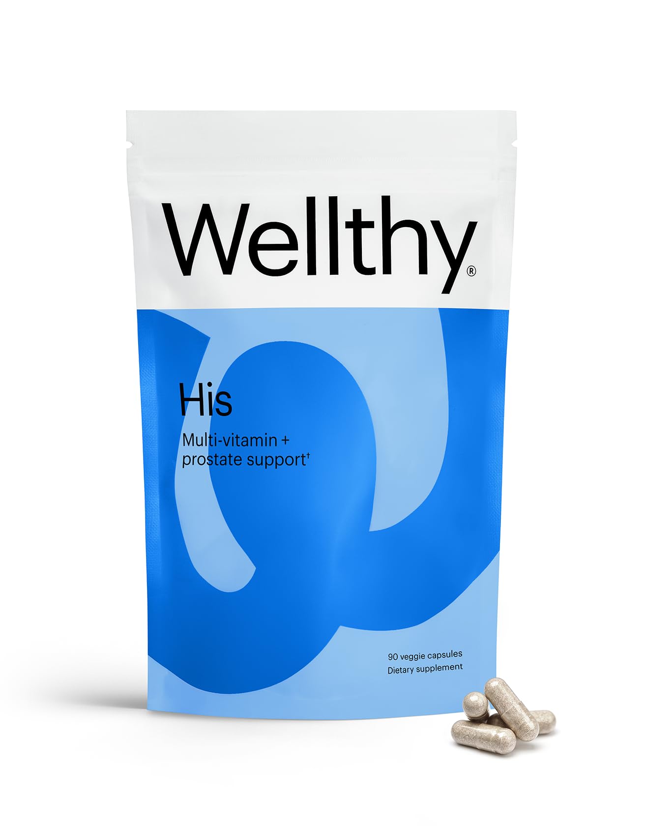Wellthy His Daily Natural Multivitamin for Men, Premium Prostate Support Supplement, Support Hair Growth (30 Day)