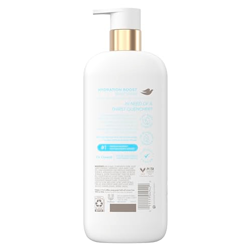 Dove Body Wash Hydration Boost Actively drenches dry skin 6% hydration serum with hyaluronic 18.5 oz
