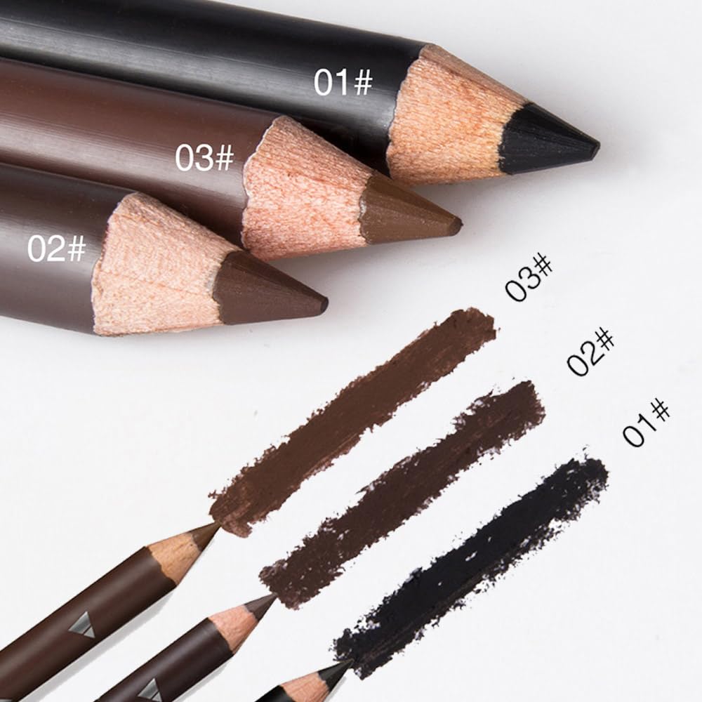 FeiCuiYun 6Pcs Wooden Hard-Core Dark Brown Eyebrow Pencils Set, Eyebrow and Eyeliner Pencils, Long Lasting Waterproof and Sweat-Proof, Beginner Makeup Eyebrow Penci, Create a Natural Brow Makeup