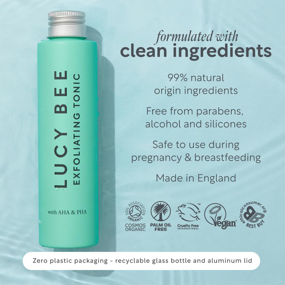 AHA PHA Exfoliating Tonic for Sensitive Skin, Glycolic Acid & Fruit Acids, Gentle Daily Exfoliant, Dermatologist Approved, Certified Organic, Vegan & Cruelty Free, 3.38 fl oz