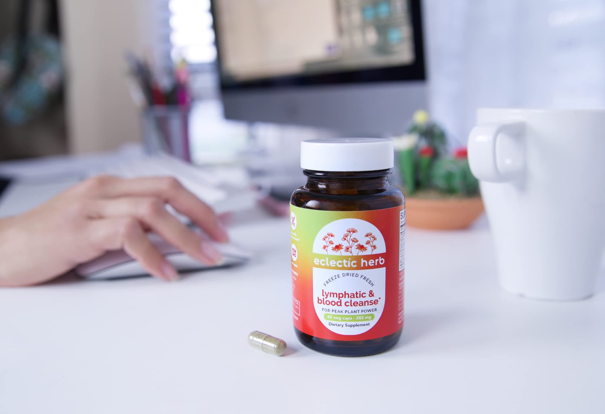 Eclectic Herb Lymphatic & Blood Cleanse | Freeze Dried Fresh, Whole Herbs, Naturally Concentrated | 45 Count