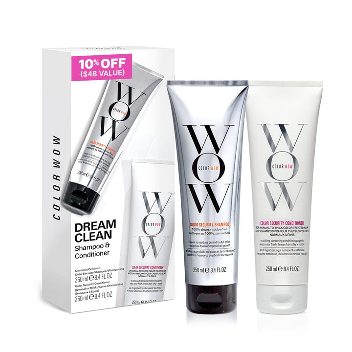 COLOR WOW Dream Clean Duo - 100% clean, sulfate-free COLOR SECURITY SHAMPOO and weightless COLOR SECURITY CONDITIONER- for Normal to Thick Hair| Achieve Super Glossy, Hydrated Hair