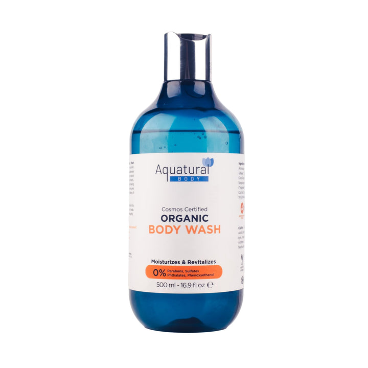 Aquatural Organic Body Wash - Plant-Based, Vegan Bodywash - Moisturizing Womens & Mens, Natural, Paraben Free, Sulfate Free Shower Gel Liquid (16.9 fL oz)