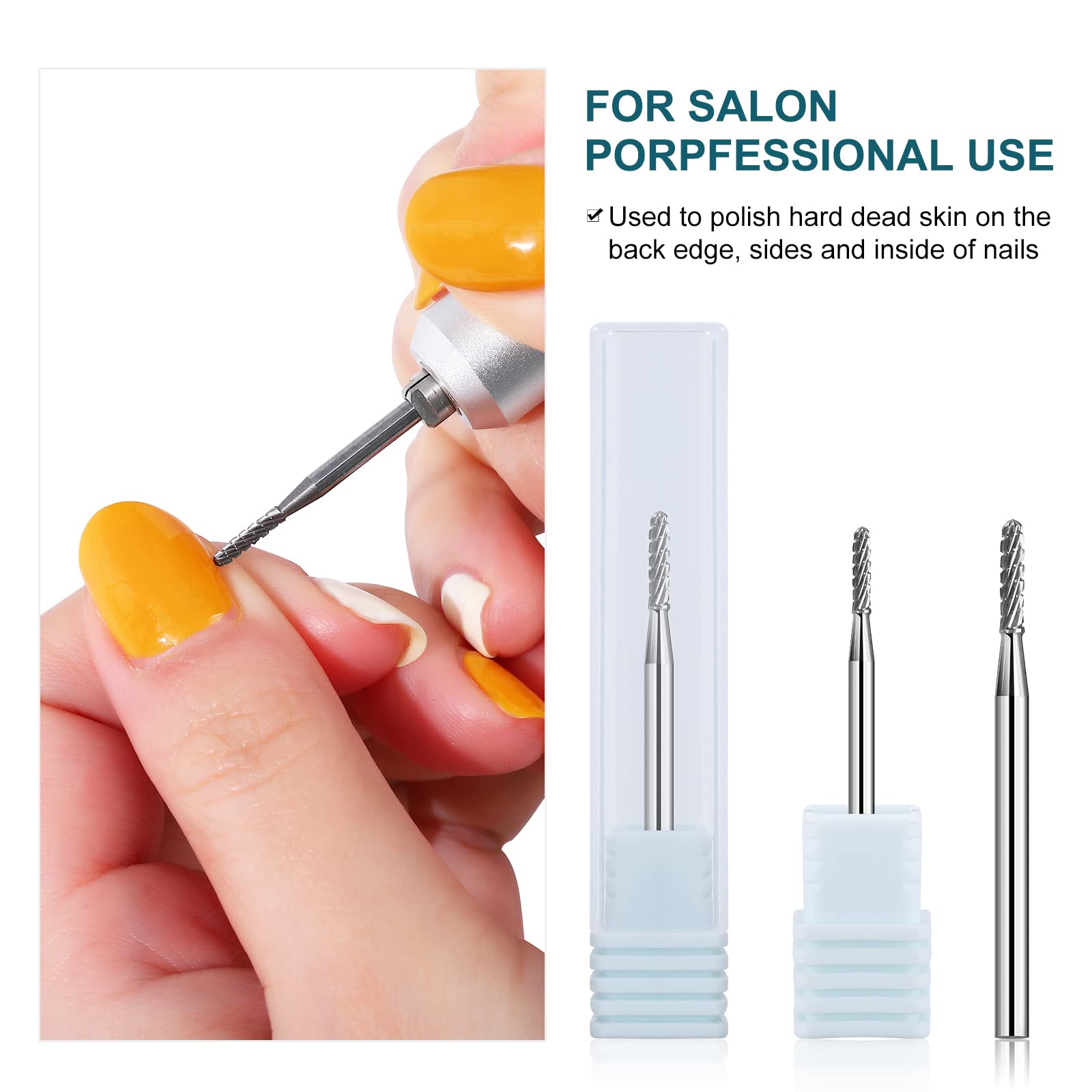 NMKL38 Safety Nail Drill Bits Tungsten Carbide Rotary Burrs Cuticle Clean for Nail Salon Manicure Tools 3/32 Grain Shaped for Electric Nail File Machine