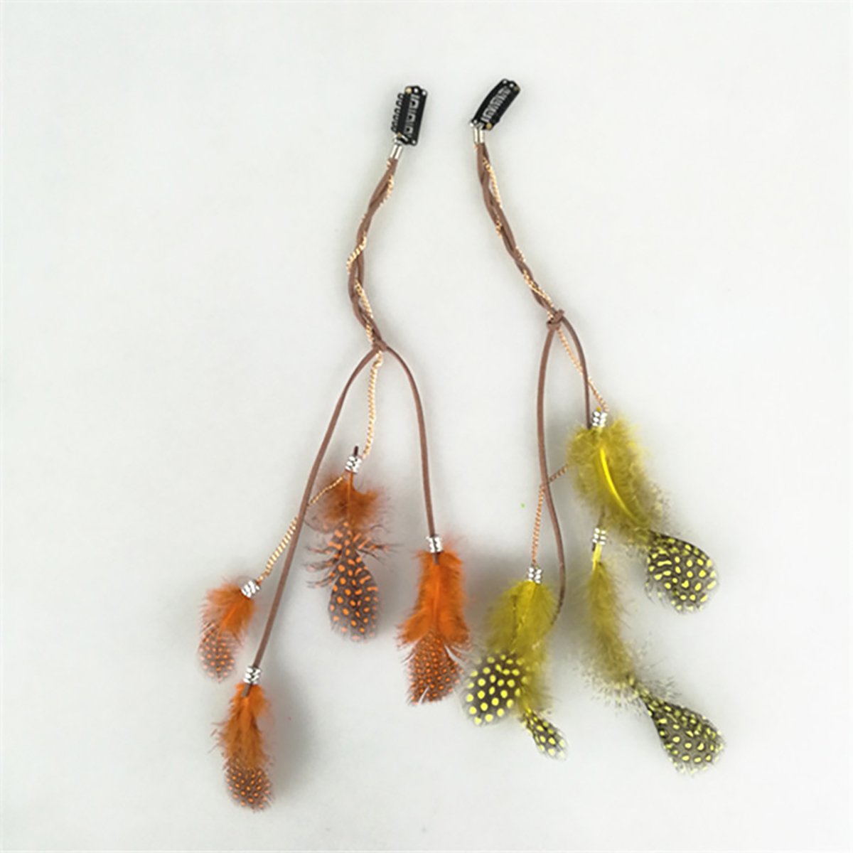 Fodattm 6PCS Girls Lady Women Handmade Colourful Boho Hippie Hair Extensions with Feather Clip Comb Hairpin Headdress Headband DIY Accessories