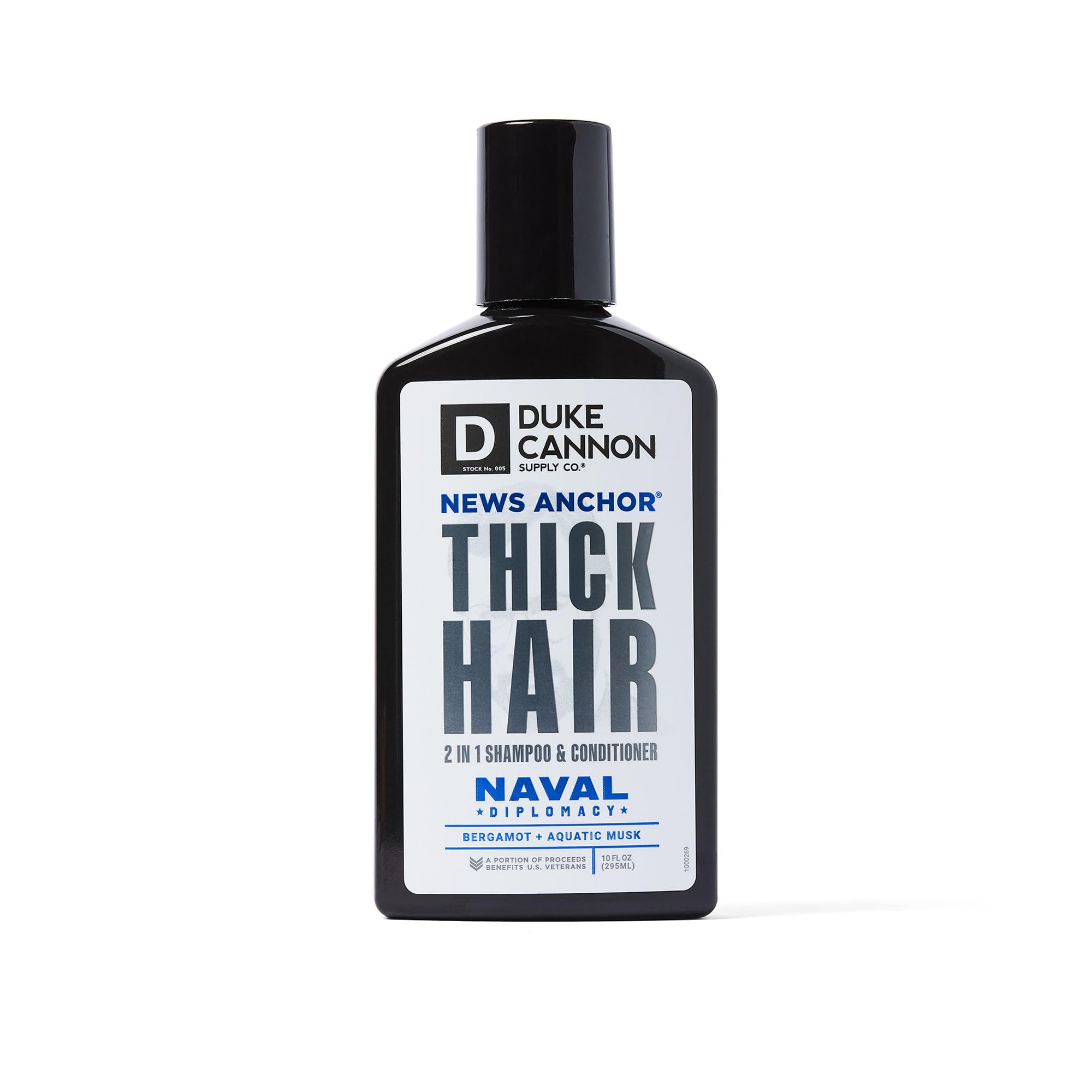 Duke Cannon 2-in-1 News Anchor Hair Wash - Naval Diplomacy, Shampoo & Conditioner, Bergamot & Aquatic Musk Scent, 10 fl. oz.