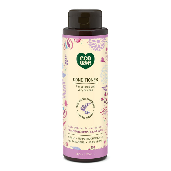 Purple : ecoLove Purple Collection Conditioner for colored and very dry hair - Blueberry, Grape & Lavender. 100% VEGAN (17.6 Oz)