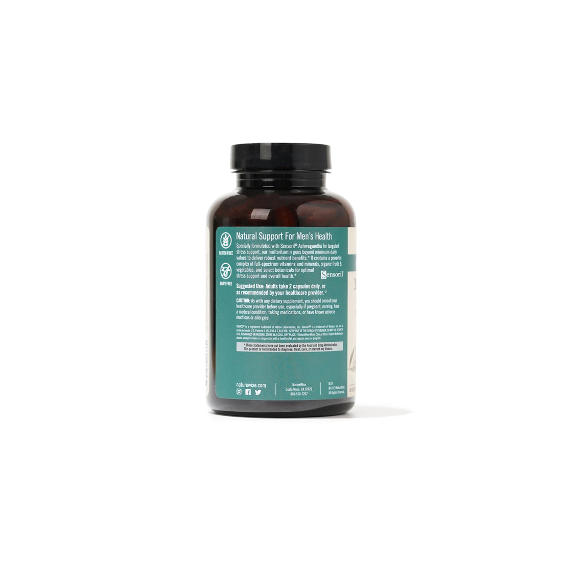 NatureWise Multivitamin for Men + Stress Support + Fulvic Ionic Minerals + Probiotics for Immunity, Male Health, Digestion + Whole Organic Foods - Vegetarian, Non-GMO - 60 Capsules[1-Month Supply]