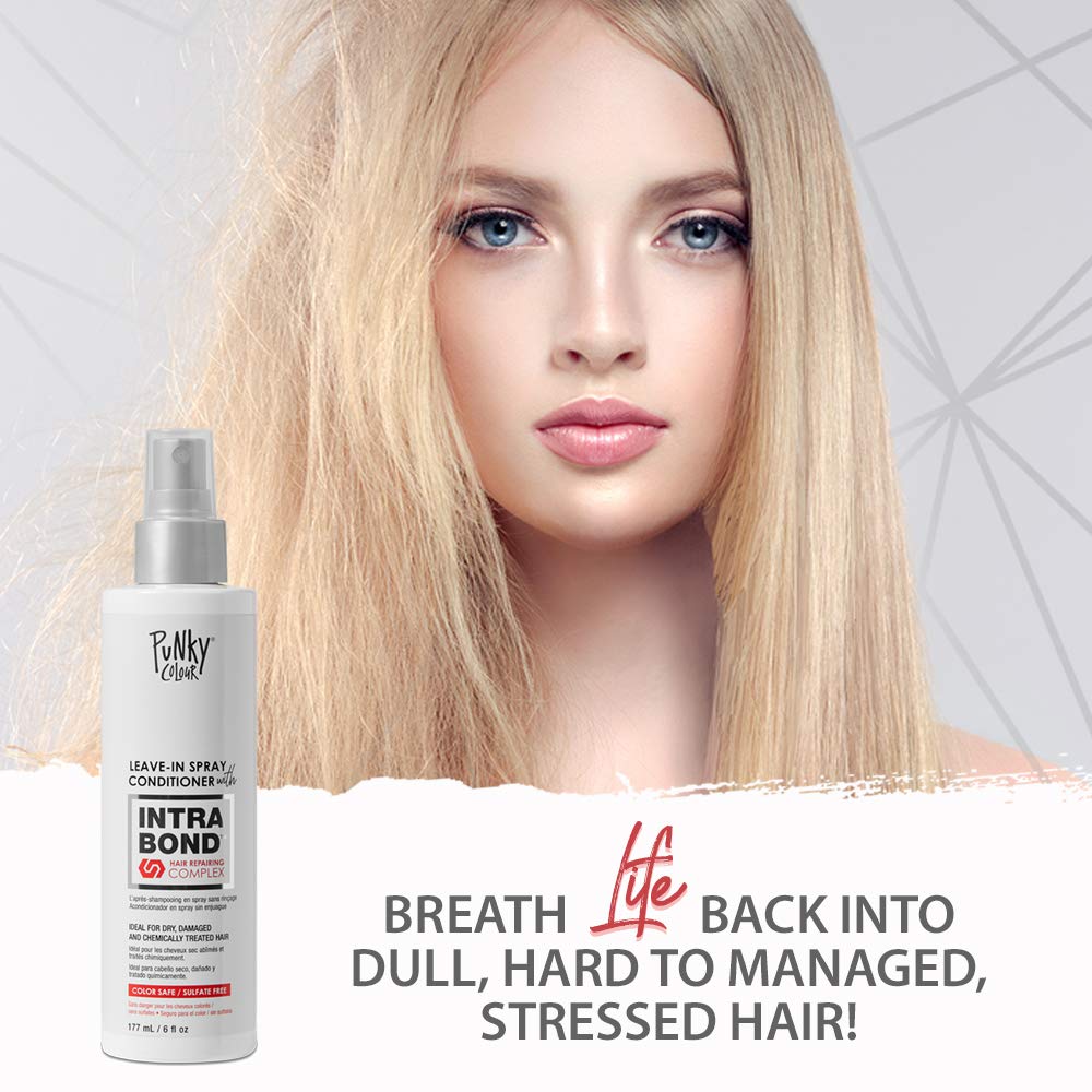 Punky Leave In Conditioner Spray with Intra Bond Hair Repair Complex – Leave In Conditioner for Dry Damaged Hair, Sulfate Free, 6 fl oz