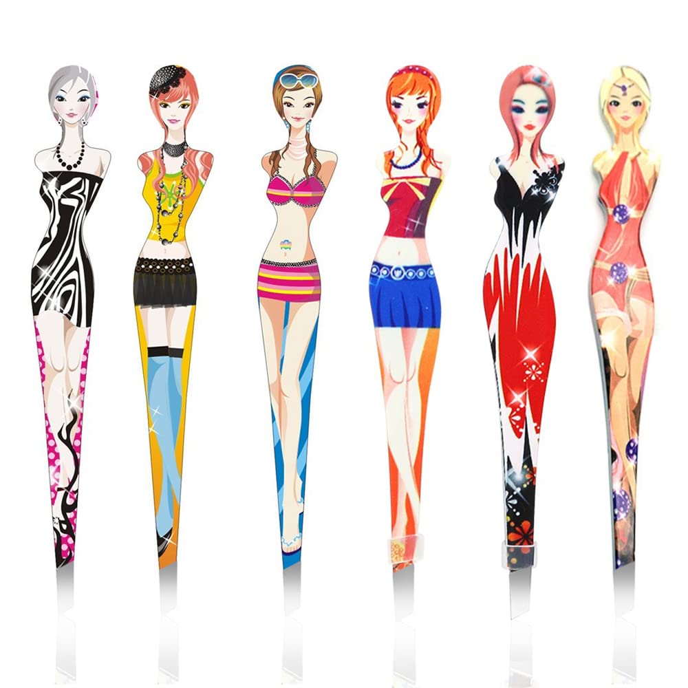 Pinkiou Professional Slant tip Eyebrow Tweezers beauty cosmetic makeup clip 6 pcs (Bikini) by Pinkiou