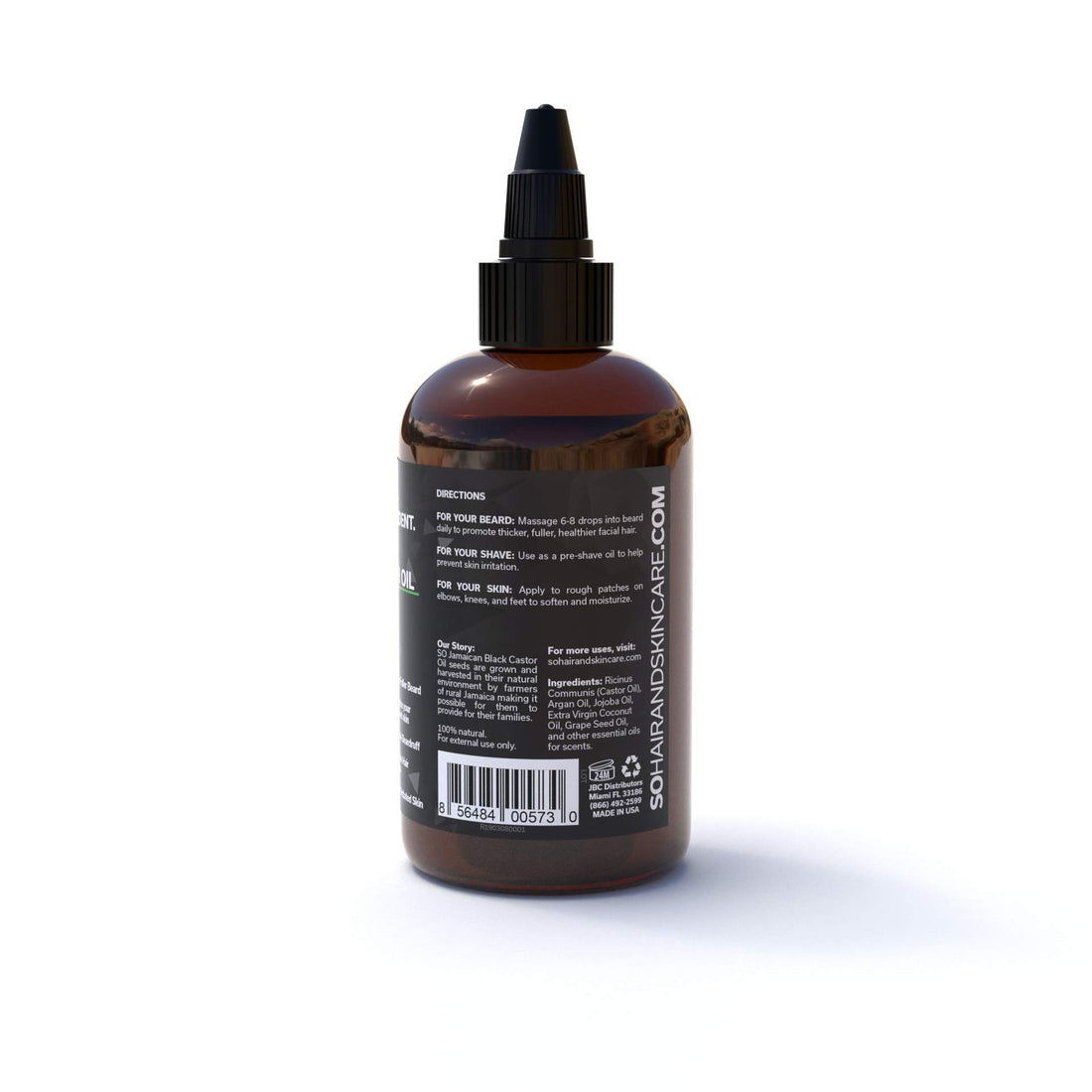 SO Jamaican Black Castor Oil Fast Absorbing, Promote Beard and Hair Growth, Best Oil for Men's & All Hair Textures, Grow Strong Healthy Hair, Brown, Bamboo Lotus, 2 Fl Oz