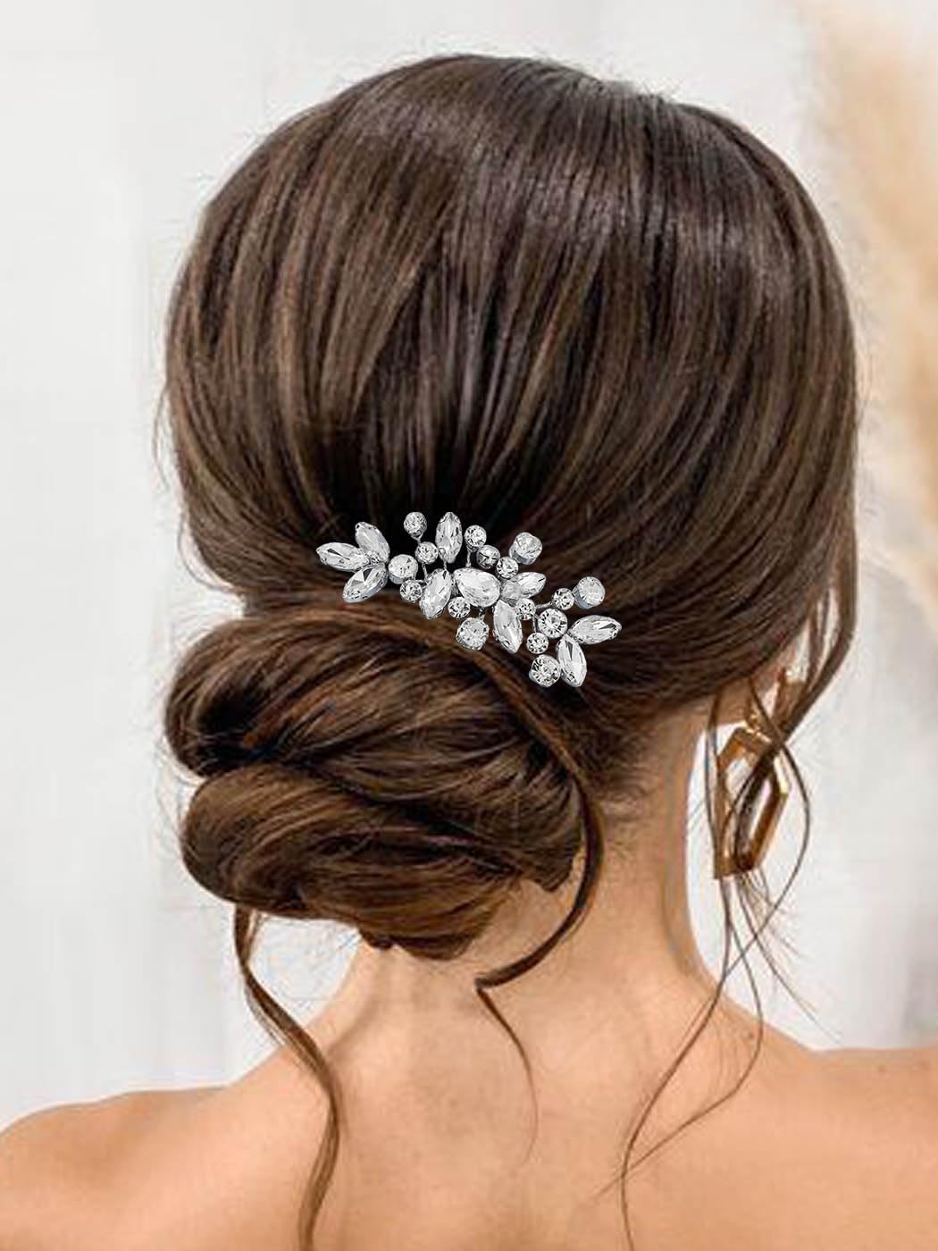 Catery Crystal Bride Wedding Hair Comb Hair Accessories with Rhinestone Bridal Side Combs for Women and Girls
