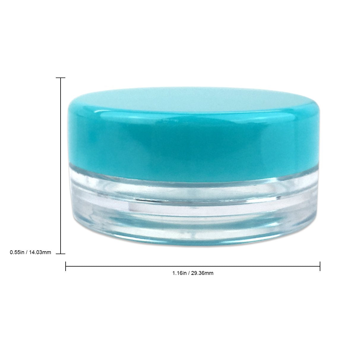 (Quantity: 200 Pieces) Beauticom 3G/3ML Round Clear Jars with TEAL Sky Blue Lids for Scrubs, Oils, Toner, Salves, Creams, Lotions, Makeup Samples, Lip Balms - BPA Free