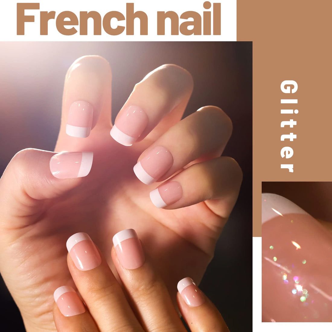 Teenitor Short Press on Nails - 288Pcs Matte Acrylic Square Fake Nails Full Cover, Glitter False Nails Glue on