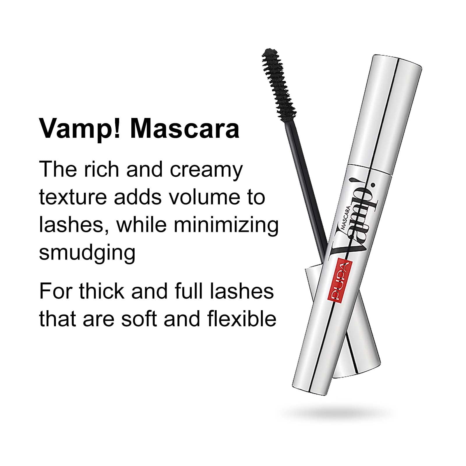 PUPA Milano Vamp Mascara Volumizing For Thick and Full Lashes Ophthalmologist Tested Paraben Free Makeup Tube, 300 Deep Night, 0.32 Ounce