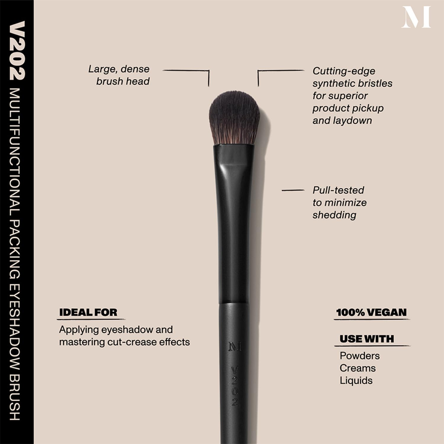 Morphe Vegan Bold Eyeshadow Brush Duo - Vegan Makeup Brushes for Powder, Cream & Liquid Formulas - Cutting-Edge Synthetic Bristles - Includes V202 & V203 (2 Count)