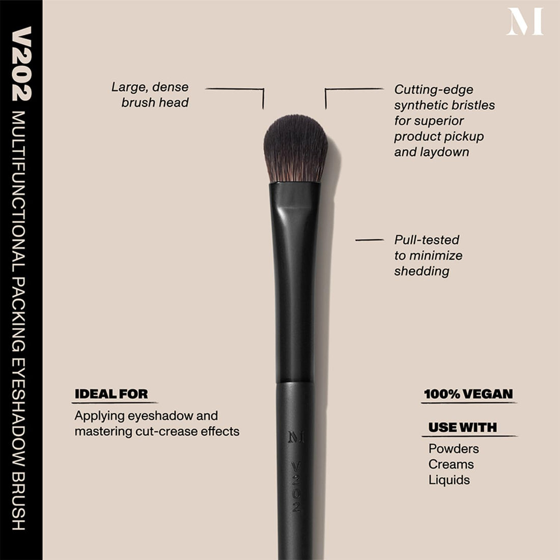 Morphe Vegan Bold Eyeshadow Brush Duo - Vegan Makeup Brushes for Powder, Cream & Liquid Formulas - Cutting-Edge Synthetic Bristles - Includes V202 & V203 (2 Count)