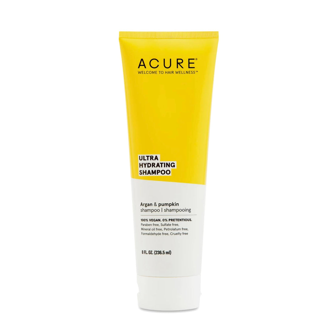 Acure Ultra Hydrating Shampoo 100% Vegan, Ultra Hydrating Moisture & Omega Fatty Acids, Yellow Argan Oil & Pumpkin, 8 Fl Oz