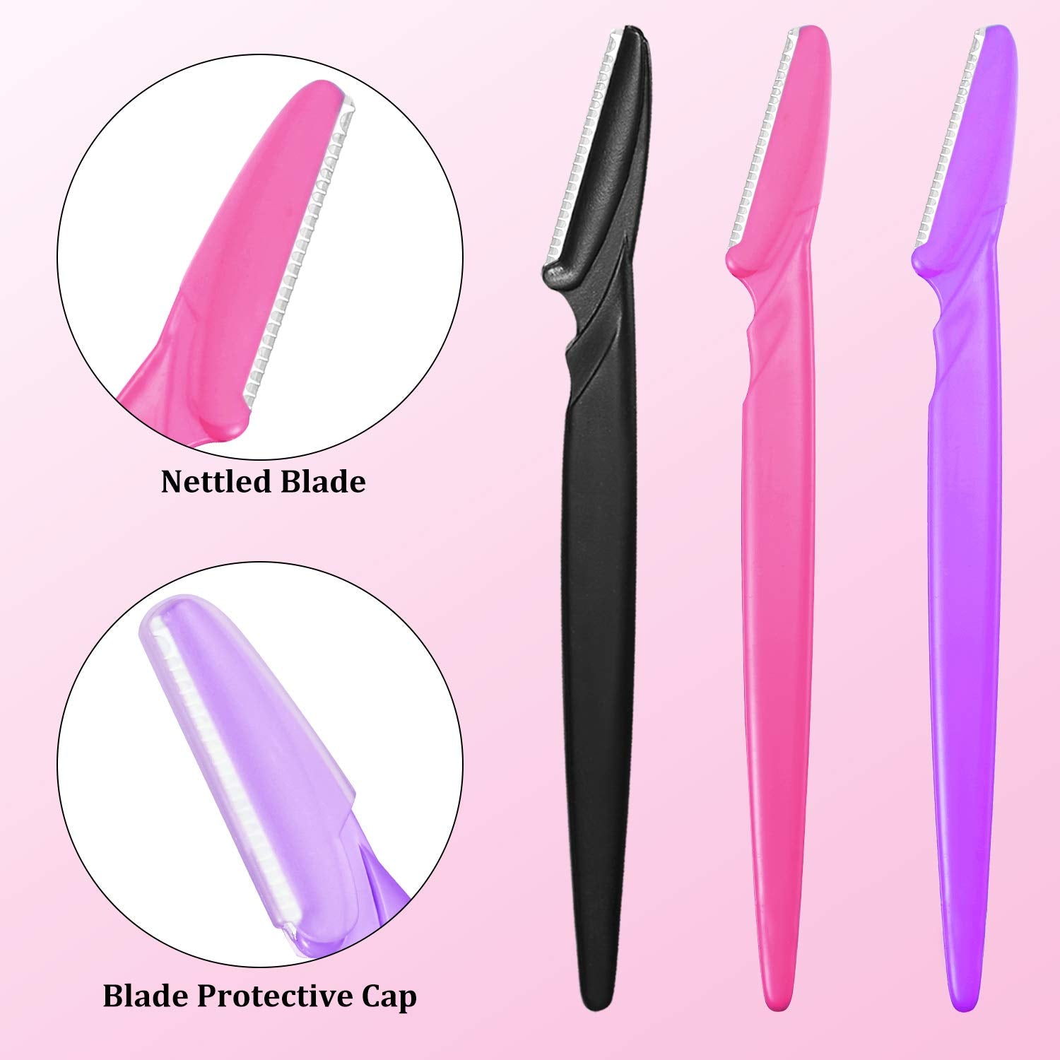 60 Pieces Eyebrow Razor Shaper Trimmer Shaver Women Facial Razor with Precision Cover (Pink, Blue,Yellow, Rose Red, Purple, Black)