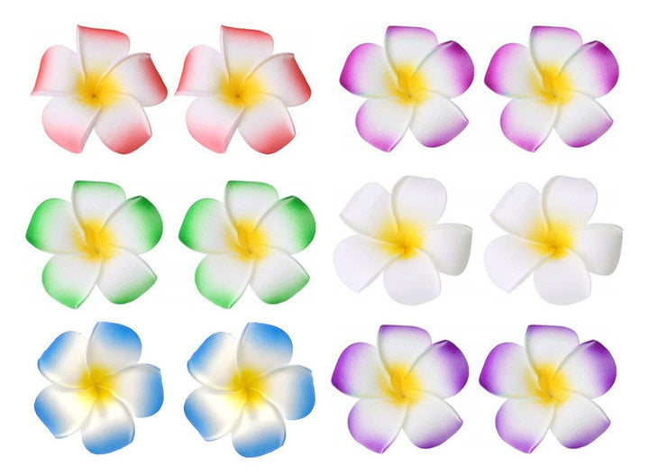 Hawaiian Plumeria Rubra Hair Clip,Foam Artificial Tropical Flower Hairpin Barrette Hair Accessories for Luau Beach Party(12pcs with 6 Colors)
