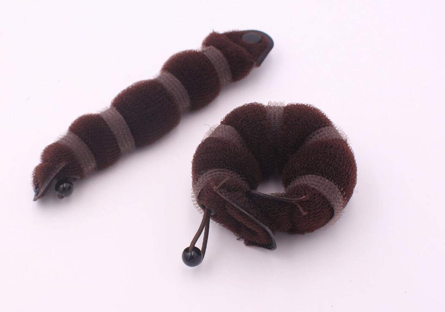 Women Lady Girls Magic Hair Styler Hair Twist Buds Sponge Hot Hair Donut Bun Ring Styling Maker (1 large+2 small) (Brown)