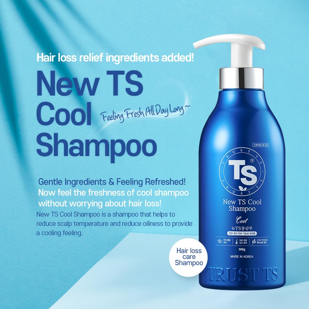 New TS Cool Shampoo for Scalp and Hair (16.9 Fl Oz) | Therapy Shampoo | Mint Scent with Essential Oil & Natural Ingredients | Parabens free | Anti- Dandruff & Cooling | Made in Korea