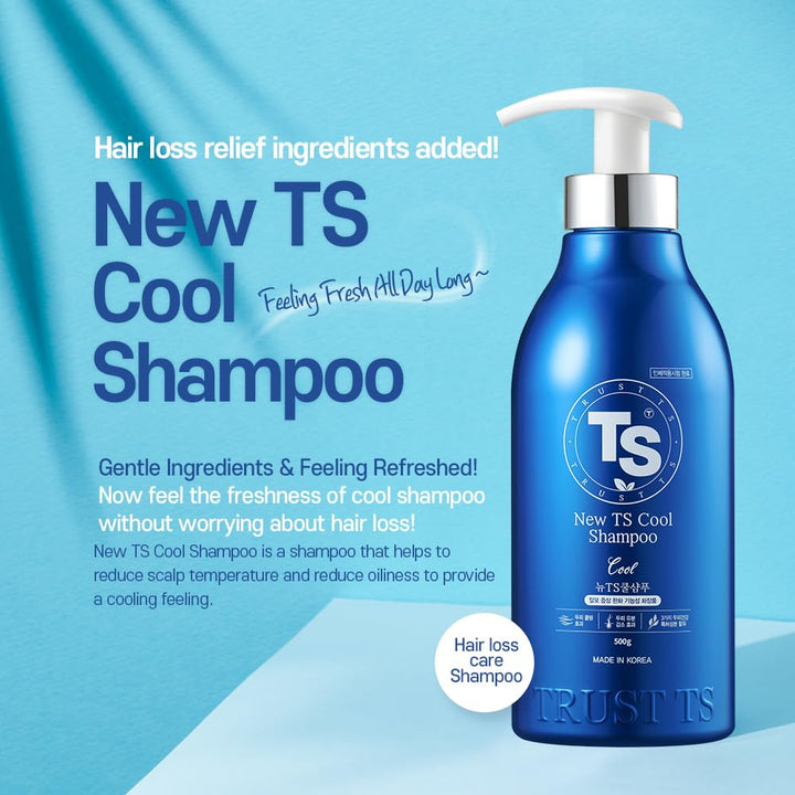 New TS Cool Shampoo for Scalp and Hair (16.9 Fl Oz) | Therapy Shampoo | Mint Scent with Essential Oil & Natural Ingredients | Parabens free | Anti- Dandruff & Cooling | Made in Korea