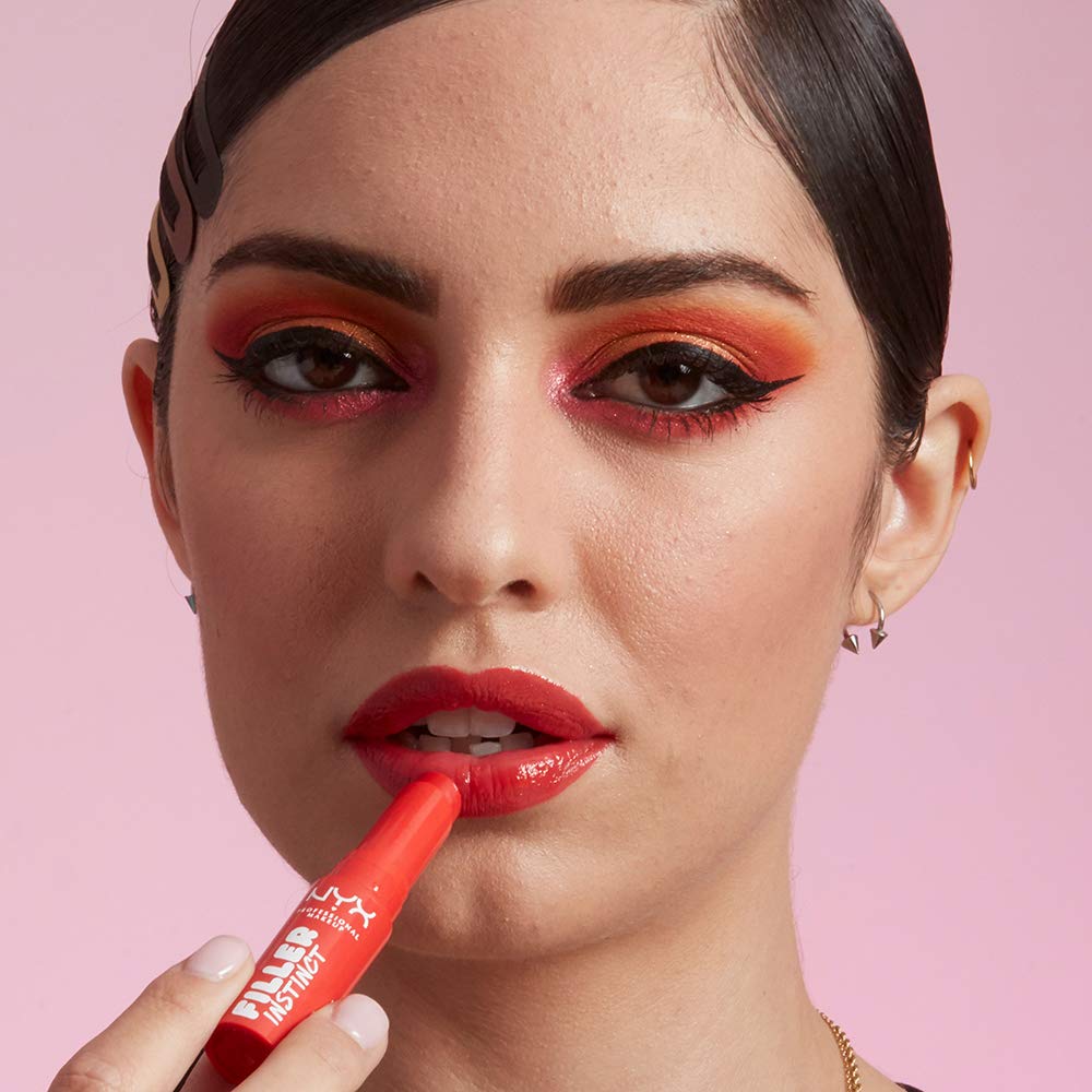 NYX PROFESSIONAL MAKEUP Filler Instinct Plumping Lip Color, Lip Balm - Besos (Coral Red)