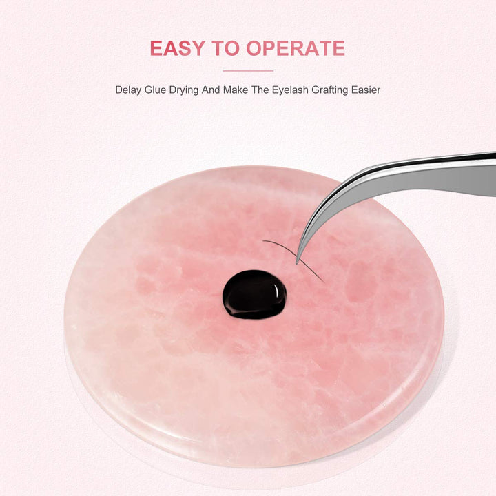 Beaupretty 1PCS grafted Eyelash Jade Stones Eyelash Extension Glue Pallet Holder Round Pallet pad (Pink)