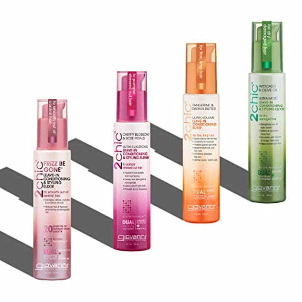 2chic Ultra Volume Tangerine and Papaya Butter Leave-In Conditioning Elixir, 4 oz by Giovanni Cosmetics