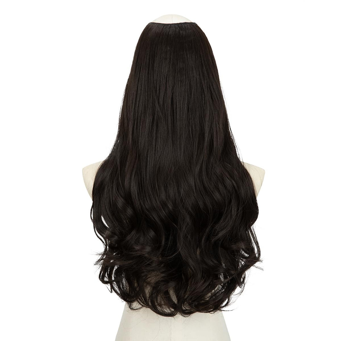 SARLA Clip in U Part Hair Extensions Synthetic Long Wavy Curly Thick Full Head Hairpiece for Women Black Brown 24 Inch