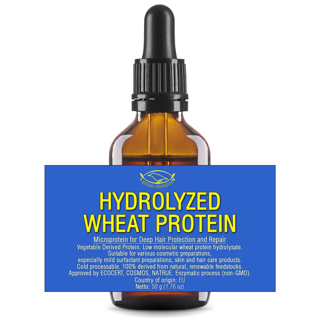 Artekas Innovation - HYDROLYZED WHEAT PROTEIN - Liquid - for Homemade Hair, Skin, Body Wash, Shampoos, Conditioners - 1.76 Oz