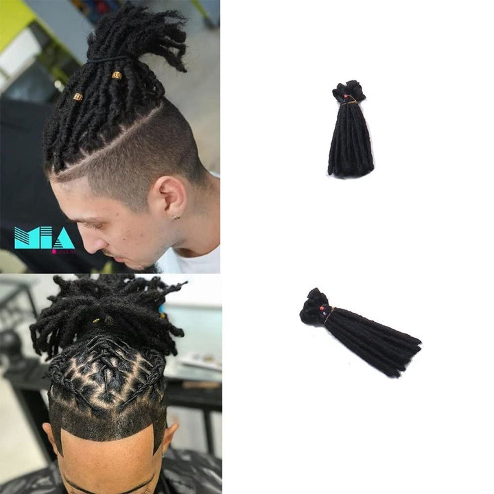 DSOAR Men's Synthetic Handmade Dreadlocks Extensions Hair Hip-Hop Style (Black, 6-inch) -20 Strands Pack