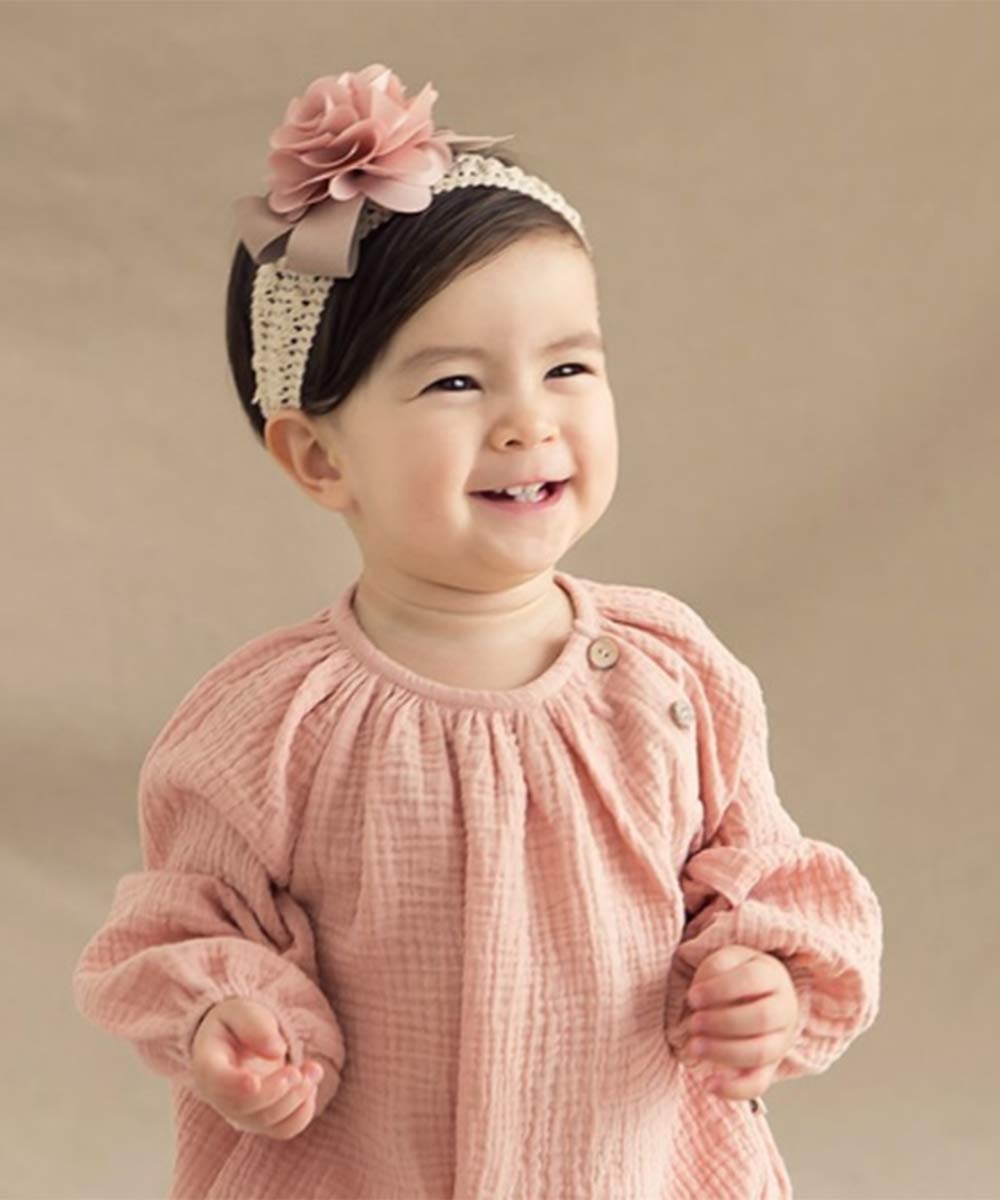 Denifery Baby Girls Cute Headband Elastic Lace Hair Band Pink Flower Headband Hair Accessories