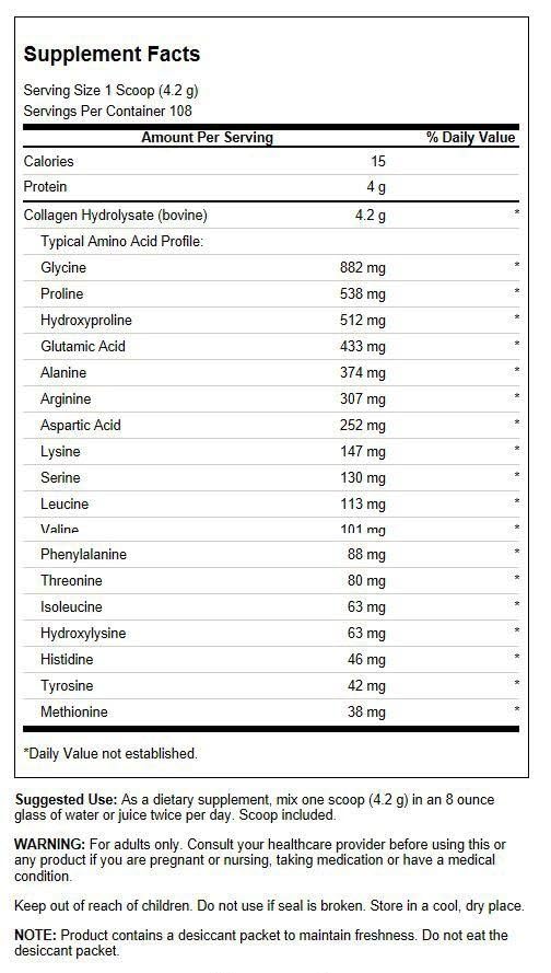Swanson High Plains Collagen Hydrolysate Powder - Collagen Peptides Powder Supporting Hair, Skin, Nails, and Joint Health - Bioavailable Proteins Promoting Bone, Tissue, and Cartilage Support - (1 lb)