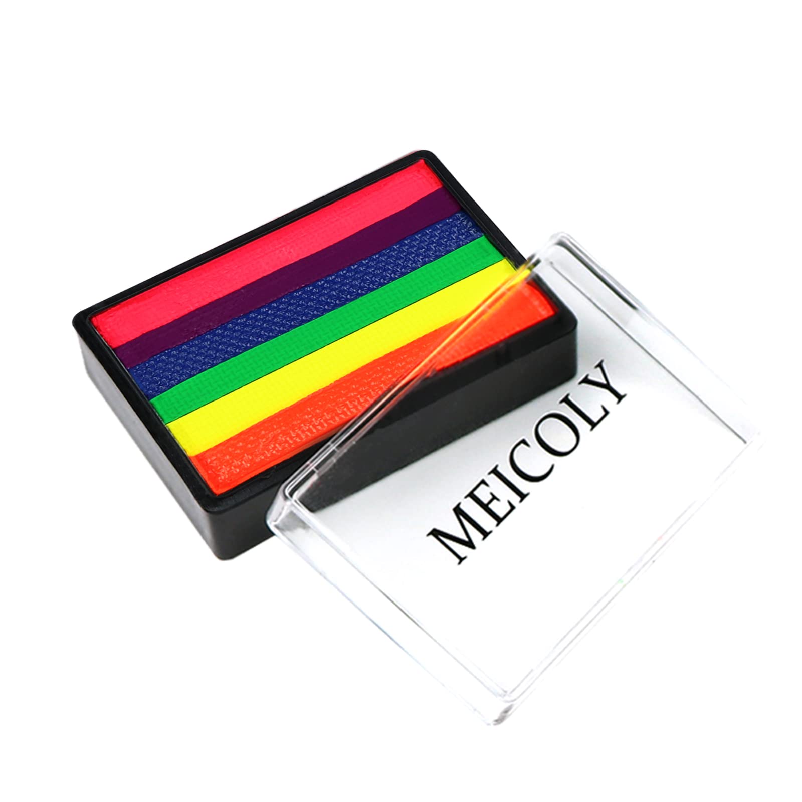 MEICOLY Water Activated Eyeliner 6 Colors,Neon Pride Rainbow Face Paint for LGBTQ,Retro Graphic Hydra Eye Liner,UV Glow in the Dark Fluorescent Blacklight Matte Split Cake,Body Paint for Halloween