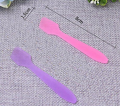 100PCS Facial Mask Spoon-Plastic Disposable Mini Cosmetic Spatula Scoop Face Mask DIY Accessories (Pink)