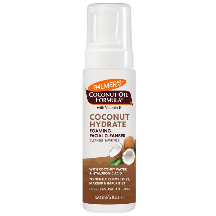 Palmer's Coconut Oil Formula Coconut Hydrate Foaming Facial Cleanser, 5 Fl Oz, Face Wash with Coconut Water, Hyaluronic Acid & Vitamin E, Gentle Cleansing, Purifying & Moisturizing Skin Care
