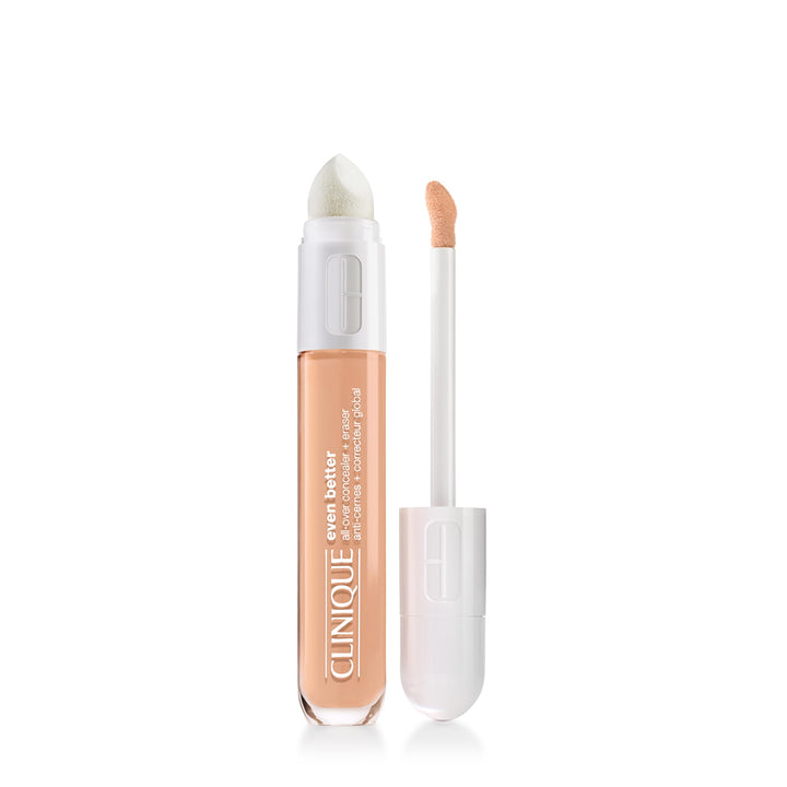 Clinique Even Better All-Over Full Coverage Concealer + Eraser Makeup For Dark Undereye Circles | With Hyaluronic Acid + Caffeine | Hydrating, Brightening + Depuffing, Neutral, 0.2 Fl Oz
