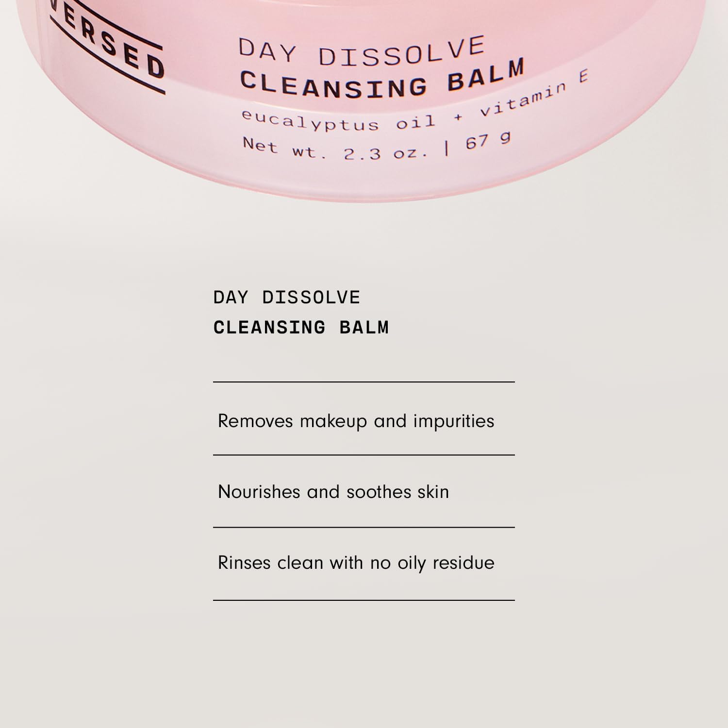 Versed Day Dissolve Cleansing Balm - Makeup Melting Balm Infused with Vitamin E + Eucalyptus Oil to Calm Skin - Oil Based Double Cleanser with Avocado + Jojoba (2.3 oz)