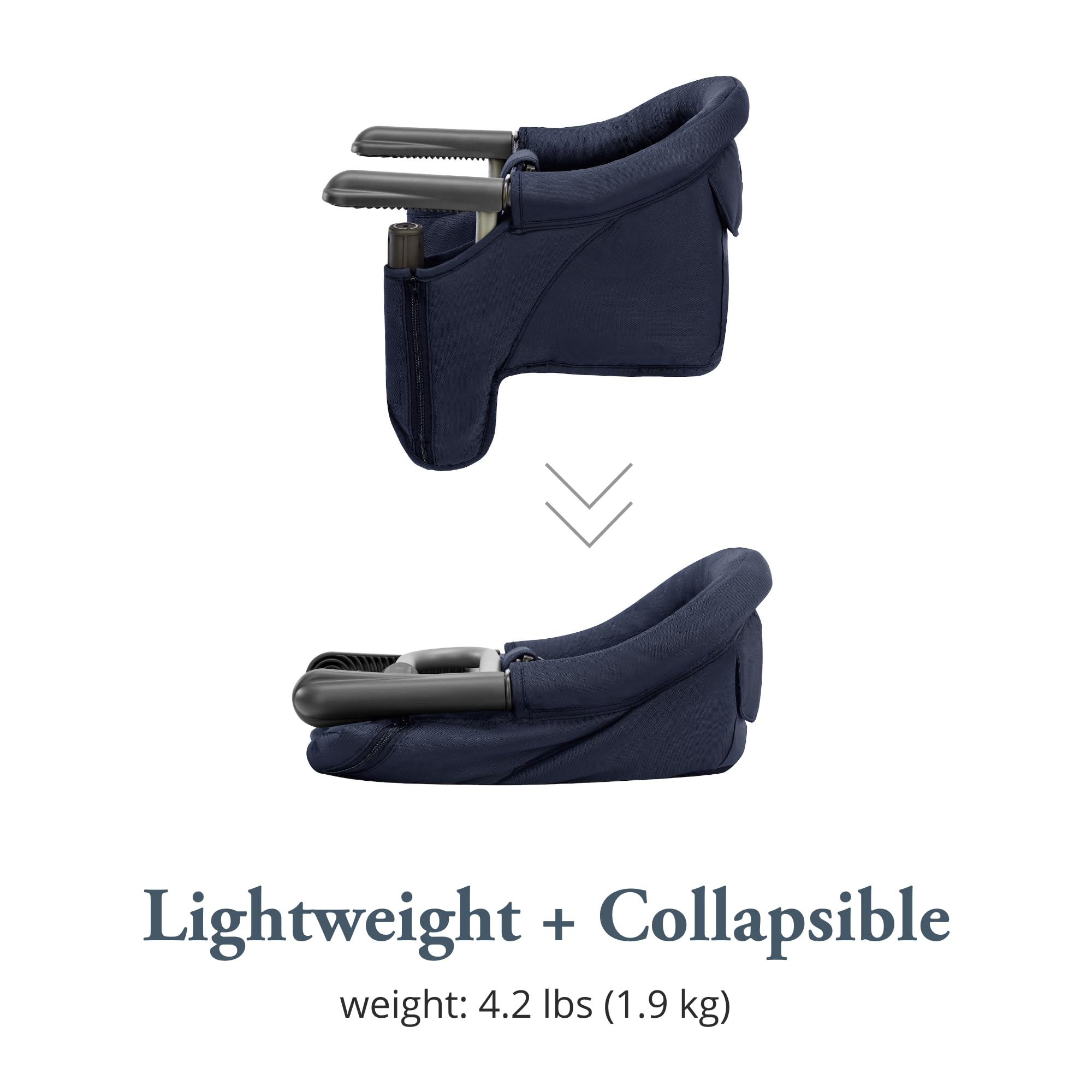 Inglesina Fast Table Chair, Navy - Portable Baby High Chair - for Babies & Toddlers up to 37 lbs - Collapsible Design - Fits Tables 0.8'' to 3.5'' Thick - Compact & Easy to Use - Travel Bag Included