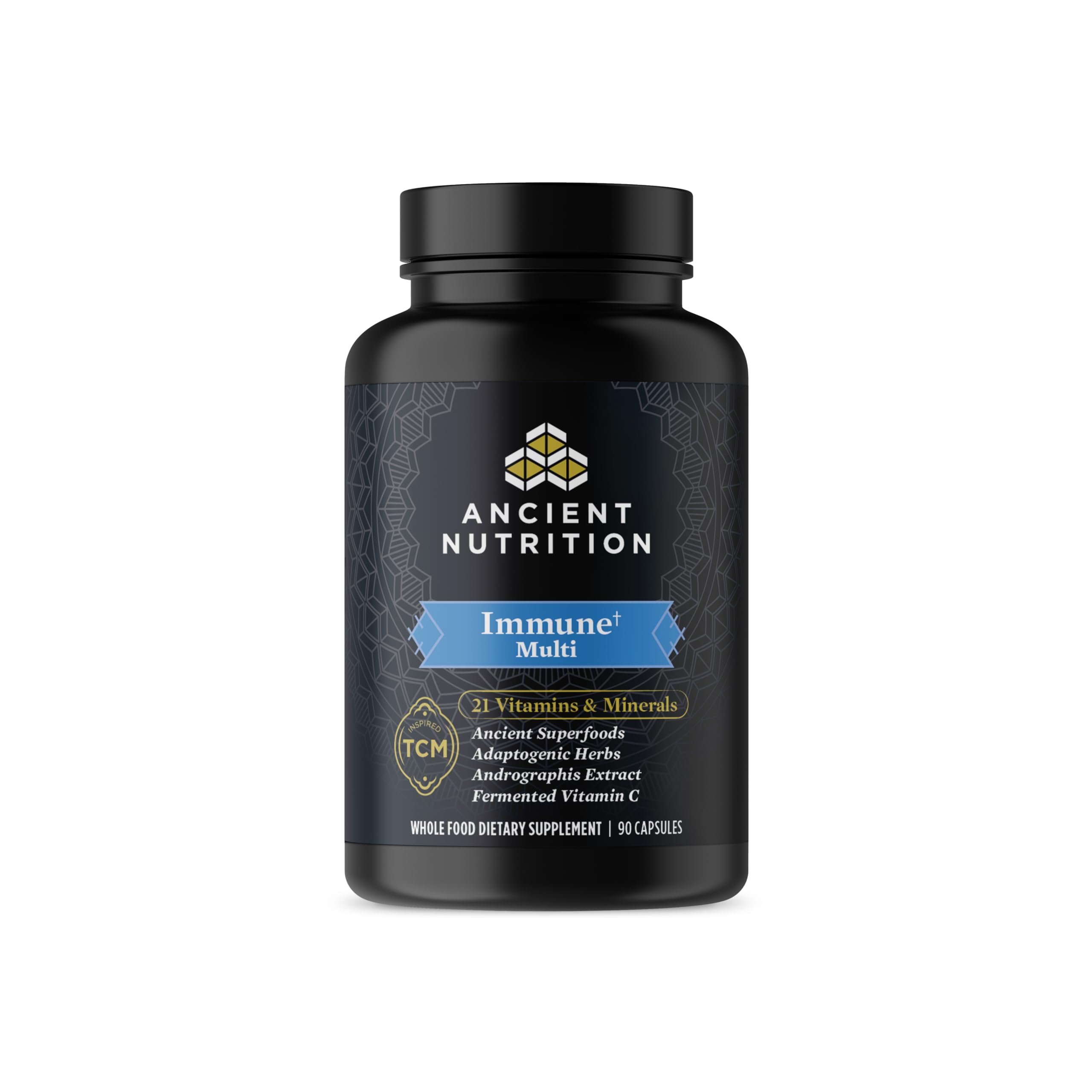 Ancient Nutrition Multivitamin for Immune Support, Immune, 21 Vitamins and Minerals with Vitamin D & C, Turmeric, Supports Immunity, Stress Relief and Heart Health, Keto Friendly, 90 Capsules