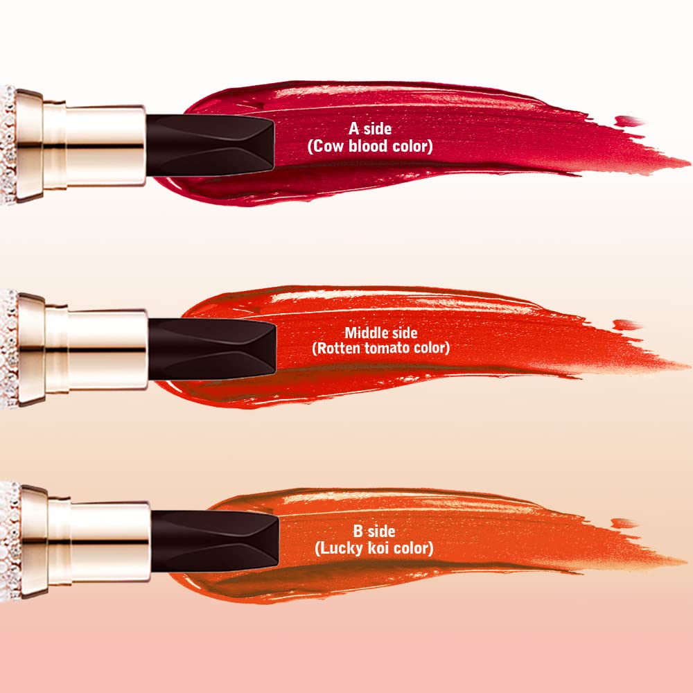 Waterproof Makeup Lipstick Moisturizer Smooth Lip Stick One Lipstick Three Colors 3 Colors in 1 Matte Lipstick Velvet Texture Moisturizing Lipstick Three-color Lipstick Velvet Matte Long Lasting