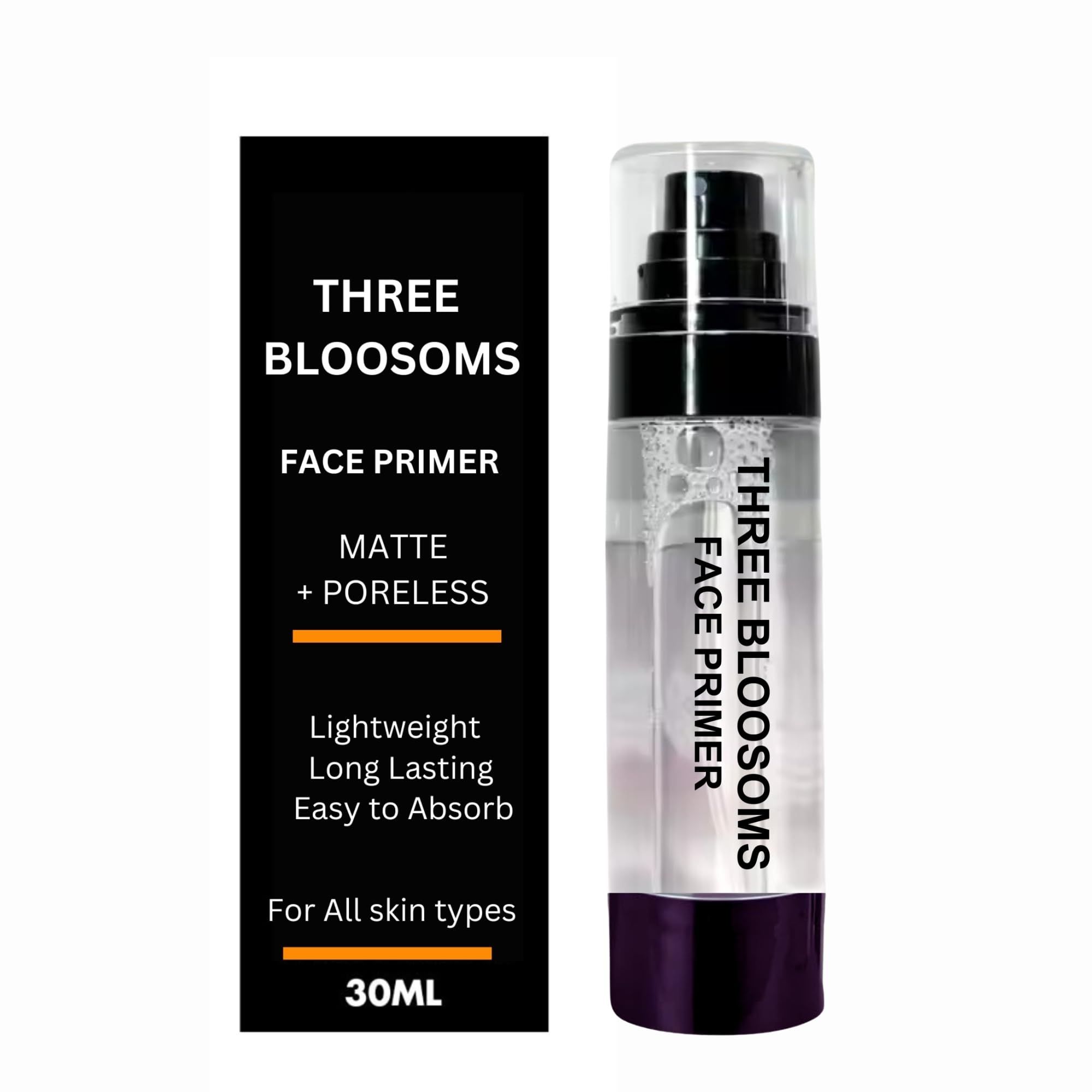 Three Bloosoms Makeup Face Primer | Long Lasting, Anti-wrinkle, Waterproof, Easy to Absorb | gripping primer, Grips Your Makeup upto 24 hours | Moisturizing, Hydrating Power Grip Primer, Pore-refiner