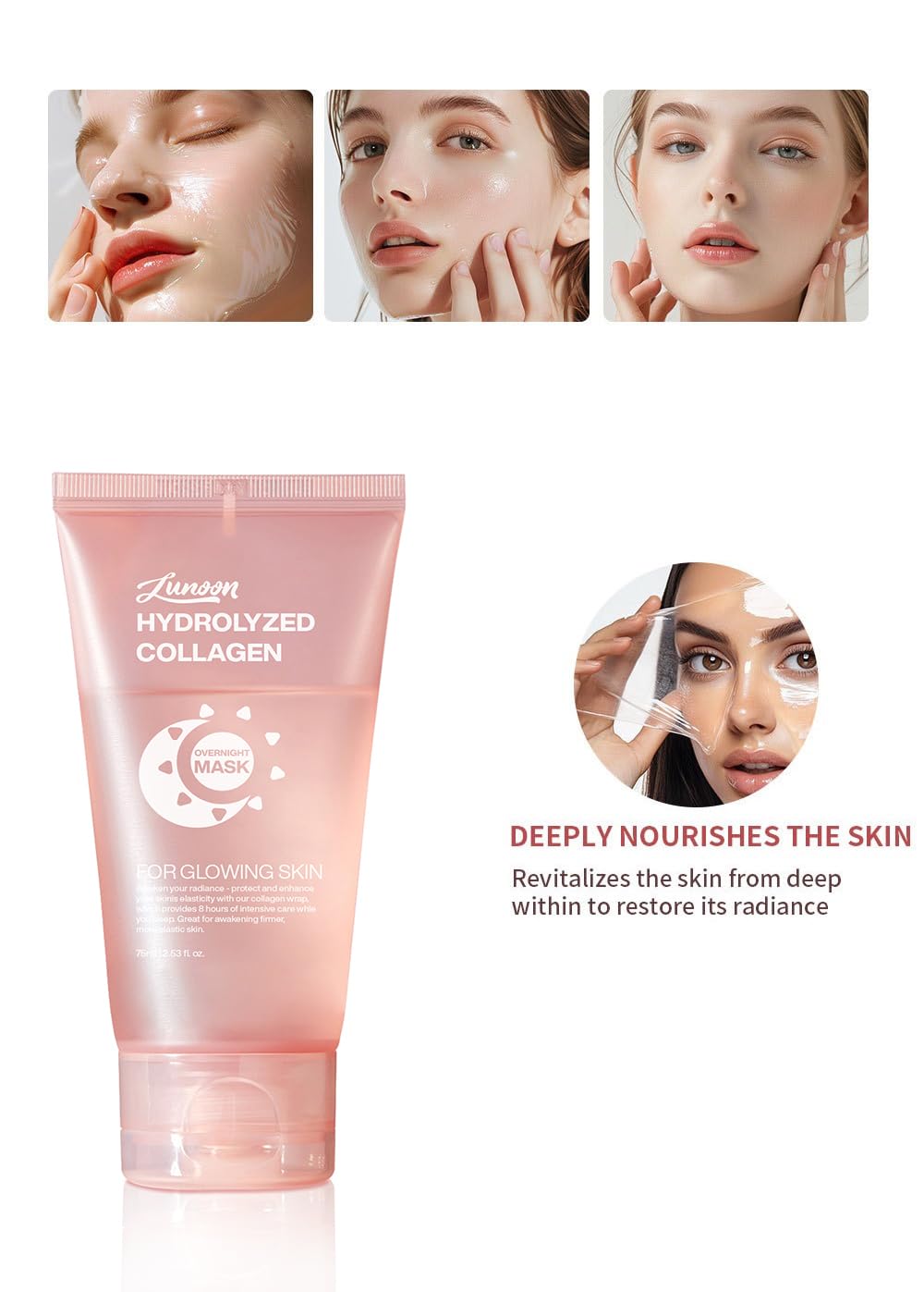 JISKG 2 Pcs Collagen Night Wrapping Mask, Hydration Elasticity Firming Skin Deep Facial Treatment Bio Collagen Sleeping Mask.