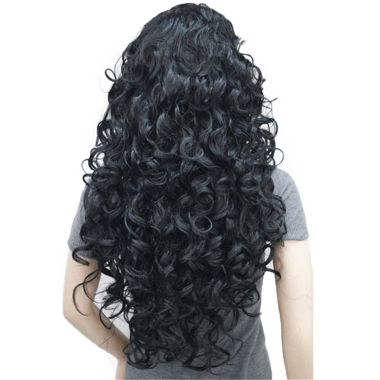 Aimole Long Wavy Synthetic Wigs Black Women Full Wig(1-Black)