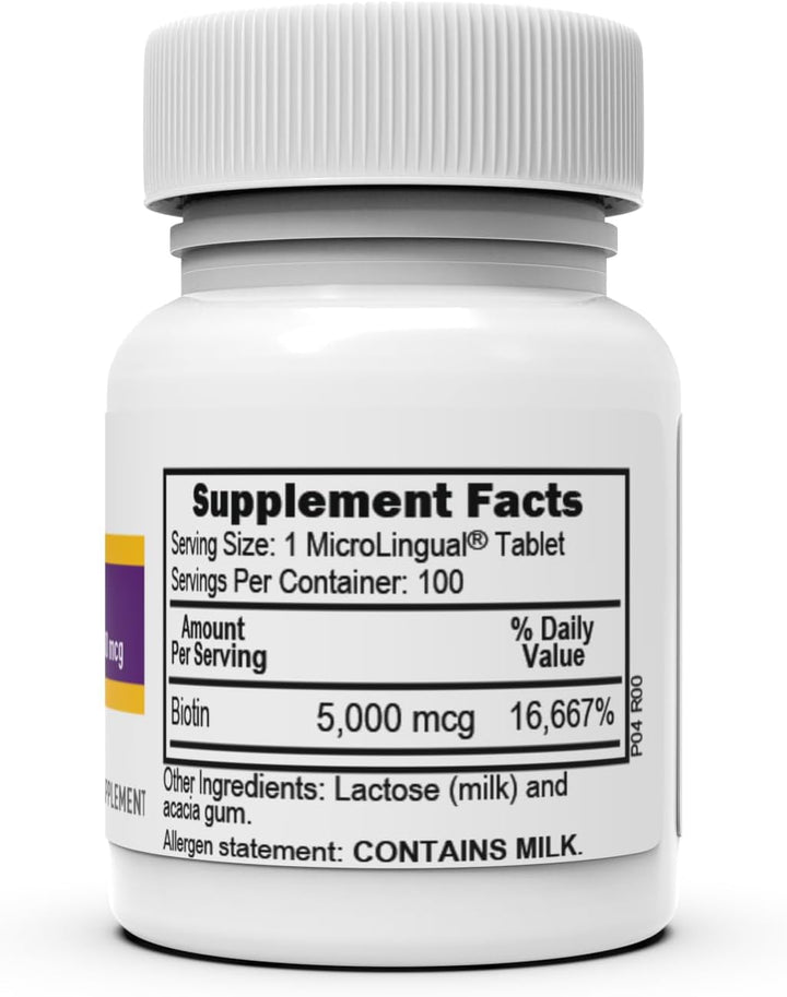 Superior Source Biotin 5000 mcg - Daily Supplement Supports Hair Health & Growth - Natural Biotin Supplement Aids Healthy Nails & Skin - 100 Sublingual Dissolving Tablets