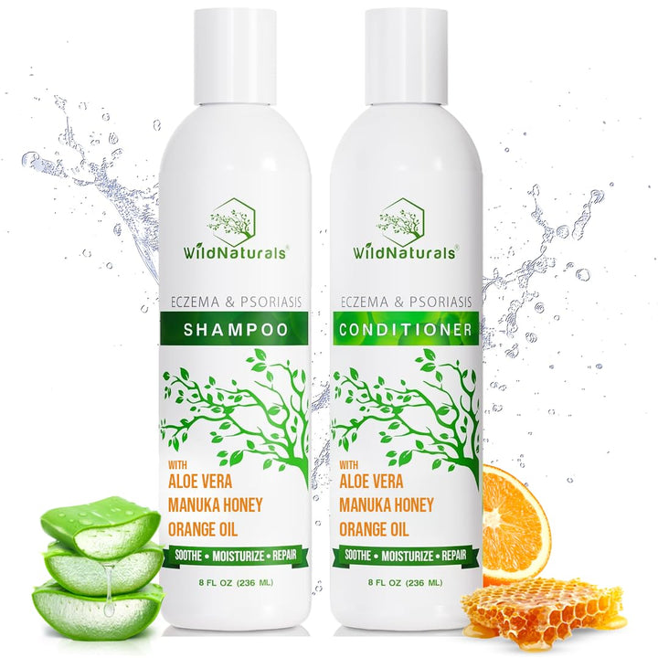Eczema Psoriasis Shampoo & Conditioner Set for Men & Women - Anti Dandruff Shampoo for Dry Scalp & Hair - Seborrheic Dermatitis for Itchy Scalp Treatment - Eczema for Psoriasis