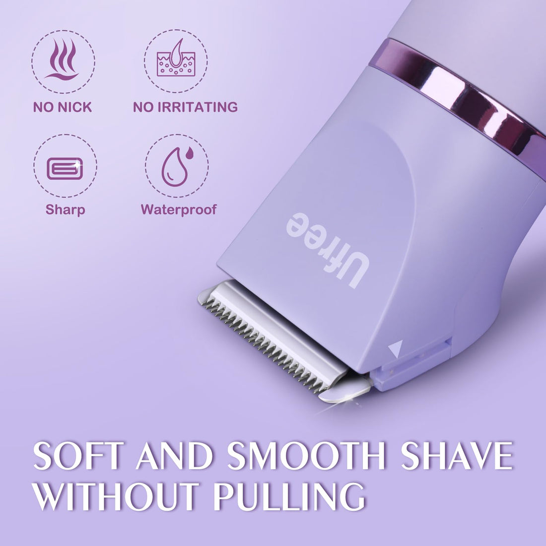 Ufree Bikini Trimmer Electric Razors for Women, Rechargeable Pubic Body Hair Trimmer Electric Shaver for Legs Body Hair, Bikini Shaver IPX7 Waterproof, Gifts for Women, Purple